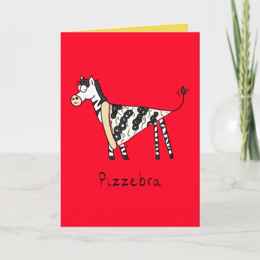 Pizza Zebra Niedlich Kids Animal Karte (Vorderseite)