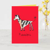 Pizza Zebra Niedlich Kids Animal Karte (Gelbe Blume)