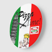 Pizza-Zeit-Italienische Flagge Große Wanduhr (Winkel)
