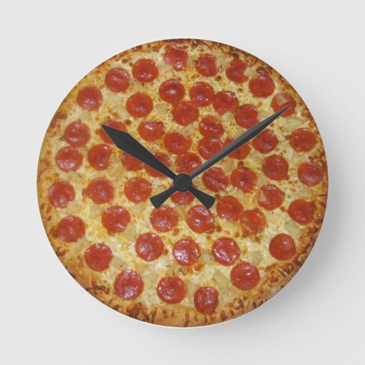 Pizza-Zeit-Pizza-Uhr Runde Wanduhr (Vorderseite)