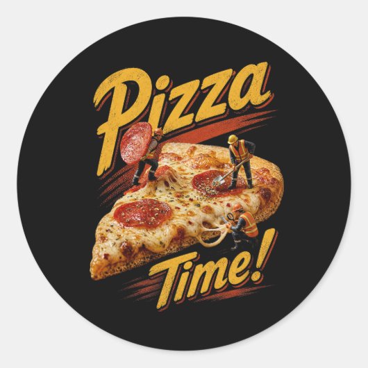 Pizza Zeit! Runder Aufkleber (Vorderseite)
