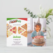 Pizza zum Geburtstag Einladungen mit Foto (Stehend Vorderseite)