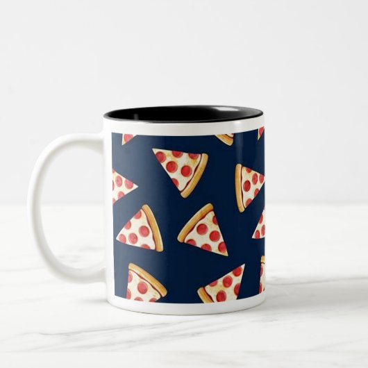 Pizzaausschnitt auf der Marine Zweifarbige Tasse (Links)