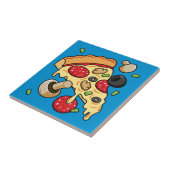 Pizzaausschnitt mit Toppings Fliese (Seite)