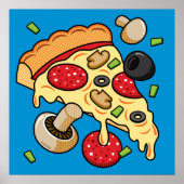 Pizzaausschnitt mit Toppings Poster (Vorne)