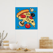 Pizzaausschnitt mit Toppings Poster (Küche)