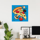 Pizzaausschnitt mit Toppings Poster (Heimbüro)