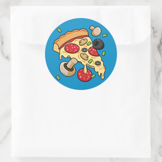 Pizzaausschnitt mit Toppings Runder Aufkleber (Tasche)