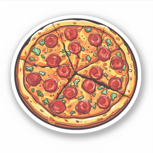 Pizzabild Cartoon Aufkleber (Vorderseite)