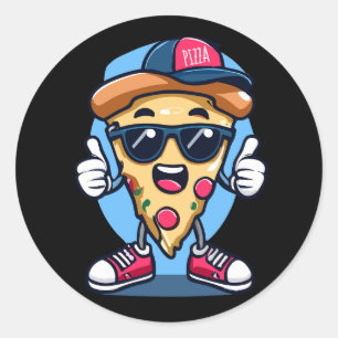Pizzabilddesign mit niedlichem Hut Runder Aufkleber