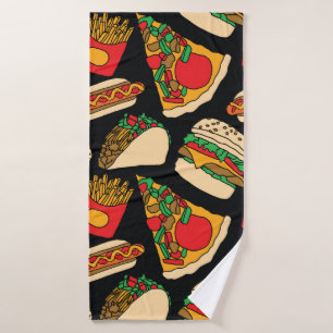 Pizzaburger Hotdog Pommes frites Tacos Badehandtuch