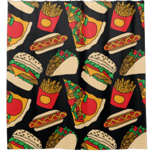 Pizzaburger Hotdog Pommes frites Tacos Duschvorhang