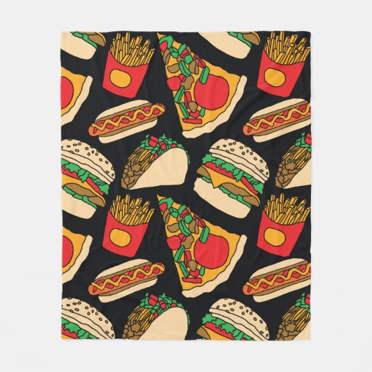 Pizzaburger Hotdog Pommes frites Tacos Fleecedecke (Vorderseite)
