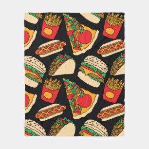 Pizzaburger Hotdog Pommes frites Tacos Fleecedecke