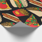 Pizzaburger Hotdog Pommes frites Tacos Geschenkpapier (Ecke)