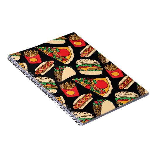 Pizzaburger Hotdog Pommes frites Tacos Notizblock (Rechte Seite)