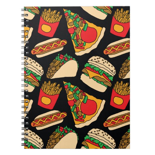 Pizzaburger Hotdog Pommes frites Tacos Notizblock (Vorderseite)