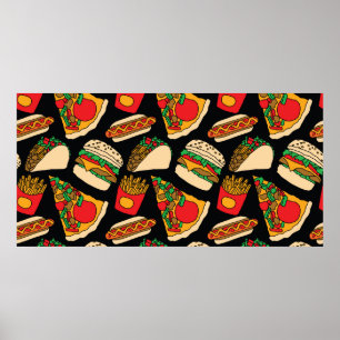 Pizzaburger Hotdog Pommes frites Tacos Poster