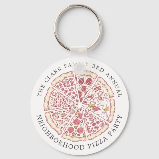Pizzaereignis Themed Custom Text Schlüsselanhänger (Vorderseite)
