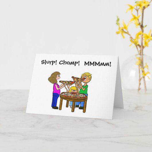 Pizzaessen oder Party Grußkarte Karte (Gelbe Blume)