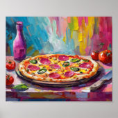 Pizzafarben Moderne Abstrakte Kunst Poster (Vorne)