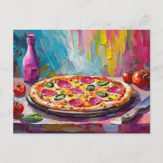 Pizzafarben Moderne Abstrakte Kunst Postkarte (Vorderseite)