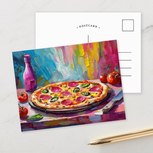 Pizzafarben Moderne Abstrakte Kunst Postkarte