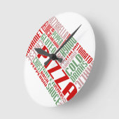 Pizzageplauder Runde Wanduhr (Winkel)