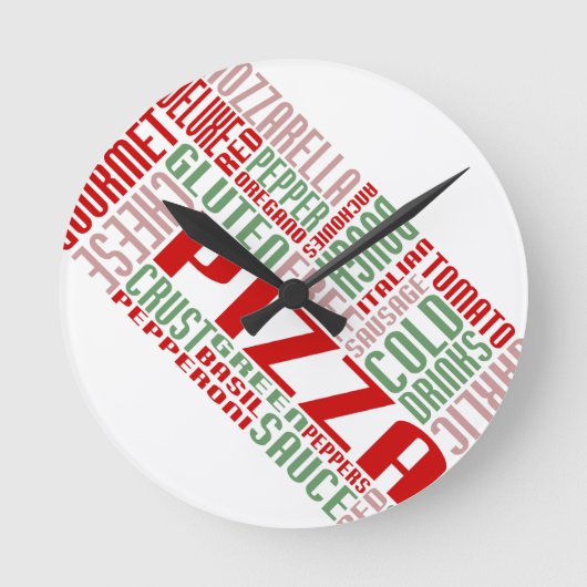 Pizzageplauder Runde Wanduhr (Vorderseite)