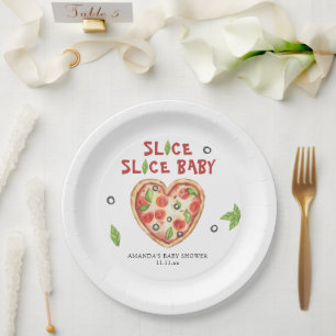 Pizzaherz Wasserfarbe Babyparty Pappteller