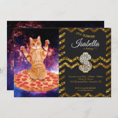 Pizzakatkatze Einladung (Vorne/Hinten)