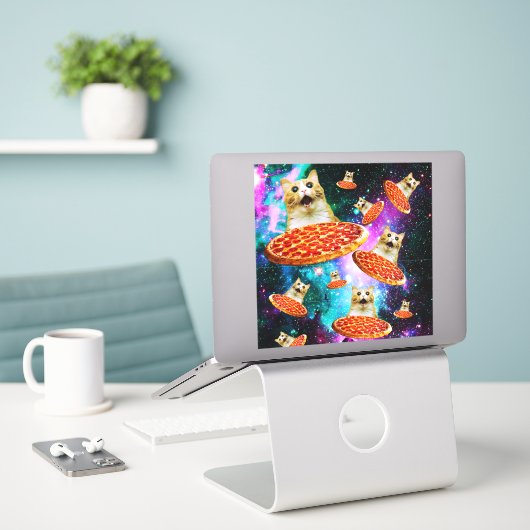 Pizzakatze Aufkleber (Laptop auf Schreibtisch)