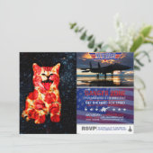 Pizzakatze im Weltraum Einladung (Stehend Vorderseite)