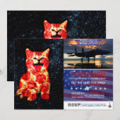 Pizzakatze im Weltraum Einladung (Vorne/Hinten)