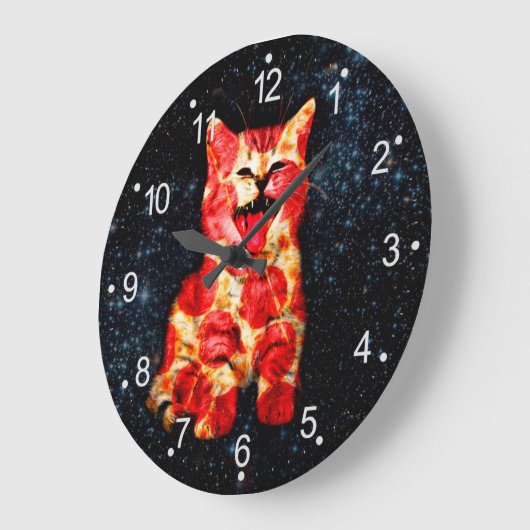 Pizzakatze im Weltraum Große Wanduhr (Winkel)
