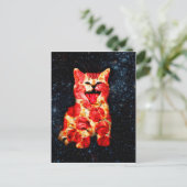 Pizzakatze im Weltraum Postkarte (Stehend Vorderseite)