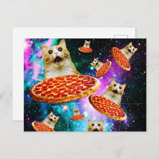 Pizzakatze Postkarte (Vorne/Hinten)