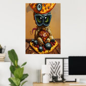 Pizzakonster mit Brille | AI Art Poster (Heimbüro)
