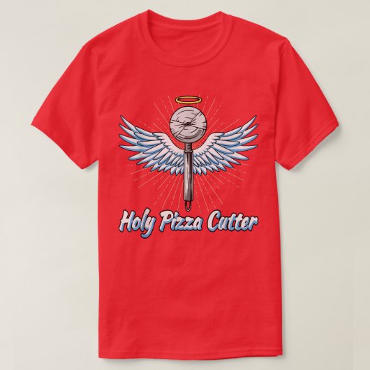 Pizzakutter mit Flügeln eines Engels, heiliger Piz T-Shirt (Design vorne)