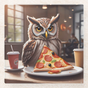Pizzaliebende Schüssel im Café Glasuntersetzer
