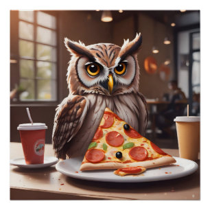 Pizzaliebende Schüssel im Café Poster