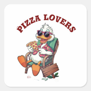 Pizzaliebhaber Quadratischer Aufkleber