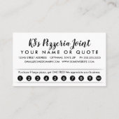 Pizzaloyalitäts-Lochkarte Treuekarte (Rückseite)