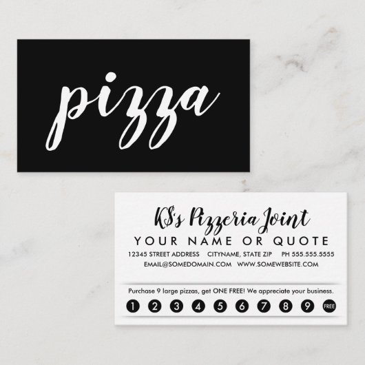 Pizzaloyalitäts-Lochkarte Treuekarte (Vorne/Hinten)