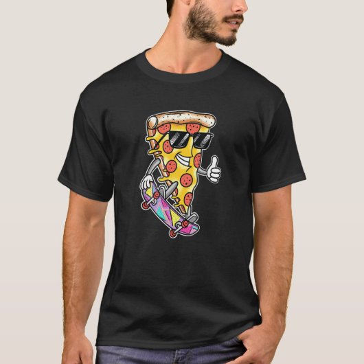 Pizzalschnitt-80er Retro Style Pizza T-Shirt (Vorderseite)