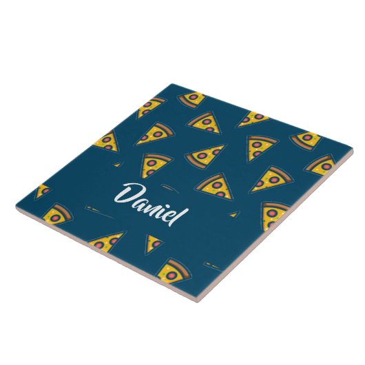Pizzamuster auf Blau Fliese (Seite)