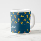 Pizzamuster auf Blau Jumbo-Tasse (Vorderseite Rechts)