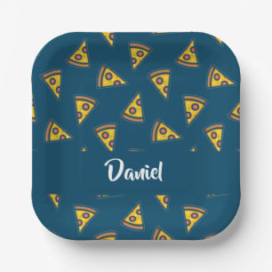 Pizzamuster auf Blau Pappteller