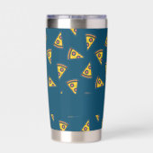 Pizzamuster auf Blau Thermobecher (Rückseite)