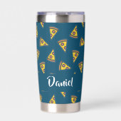 Pizzamuster auf Blau Thermobecher (Vorderseite)